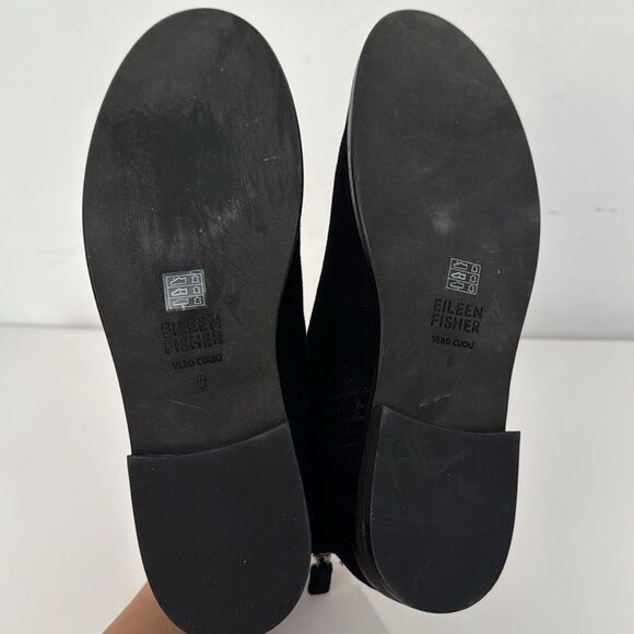Eileen Fisher Rich Ankle Bootie Round Toe Boots in Black Suede Size 8 - Picture 6 of 6